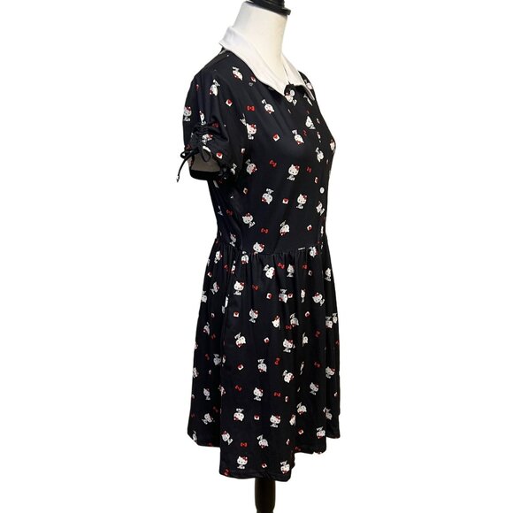 Unique Vintage x Hello Kitty Midi Fit & Flare Dress Collared Button Up Pockets - Picture 7 of 13